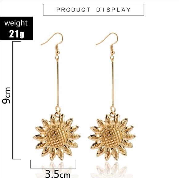 • Selma • Sunflower Dangle Earrings - Picture 3 of 4